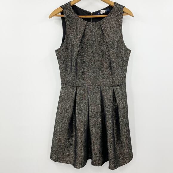 One Clothing Black Gold Metallic Skater Dress M Sleeveless Party Grunge Goth - Picture 1 of 7